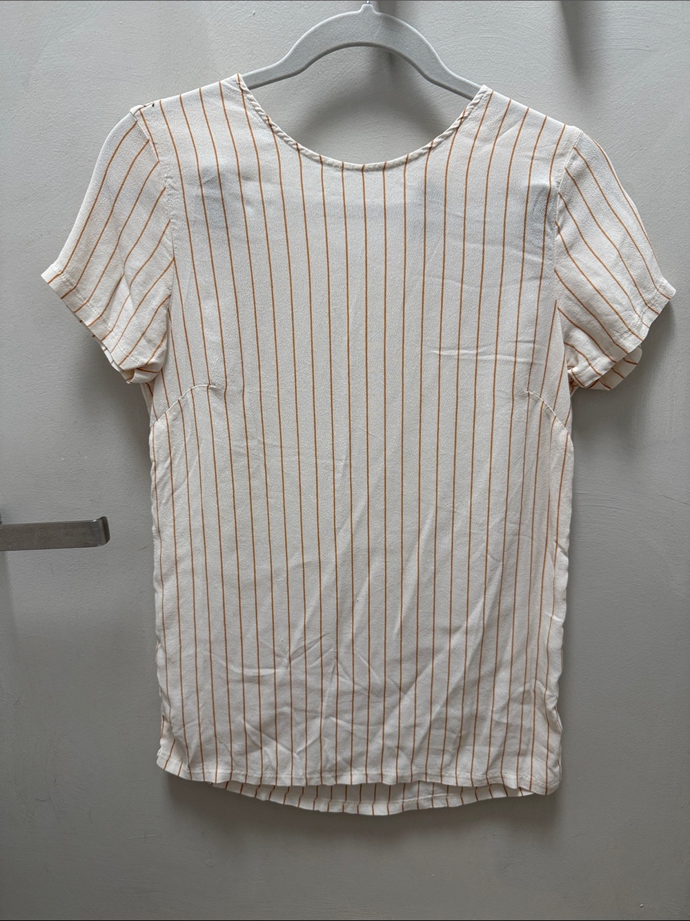 Reformation Cream Top with Tan Pinstripes
